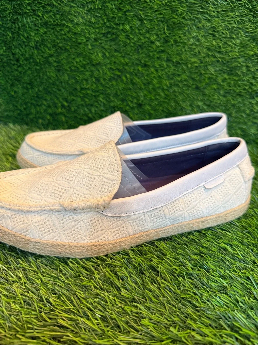 Cole Haan Cream Woven Espadrille eyelet jute woven  Slip-Ons w 10b
